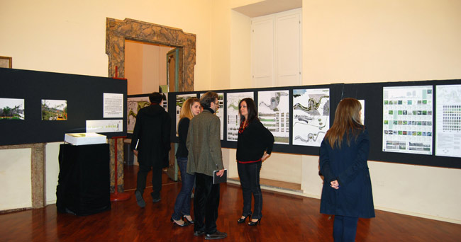 Laboratorio di Progettazione del Paesaggio Unicam Facoltà di Architettura di Ascoli Piceno - mostra a palazzo gradari, Pesaro sul parco del fiume Foglia - 2008
