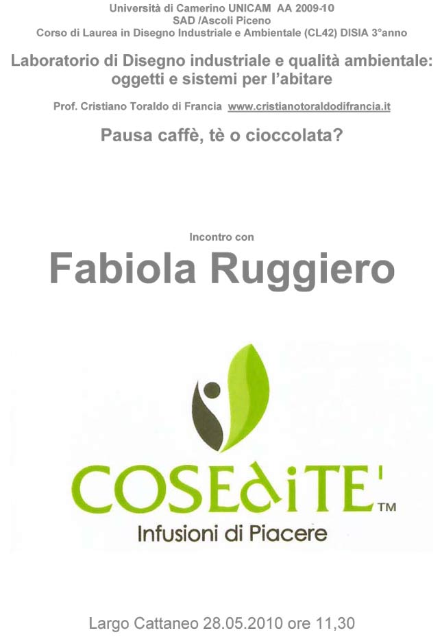 Disia - Laboratorio di Disegno industriale e qualità ambientale: Pausa caffè, tè o cioccolata?