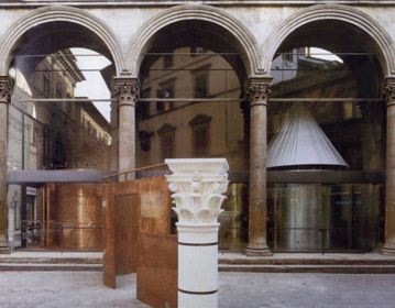Cento Anni di Gherardini exhibition set up for Gherardini, Loggia Rucellai, Florence 1986 | Cristiano Toraldo di Francia
